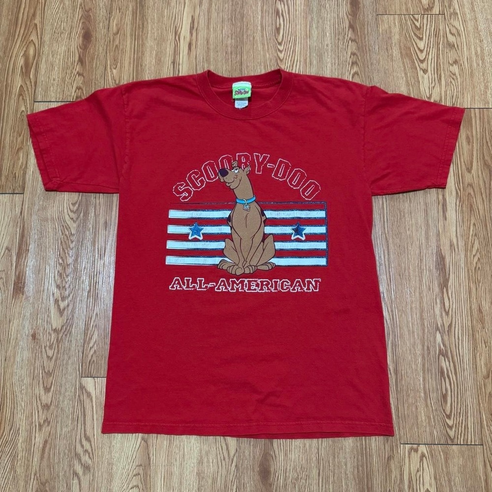 Vintage Scooby Doo Men's Shirt Large All American Red 2001 Y2K Cartoon